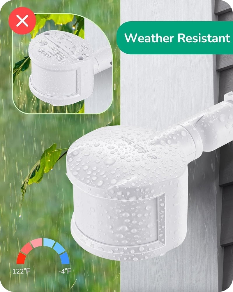 180-Degree White Motion Sensor for Security Floodlights - Listed, 60 Ft Range
