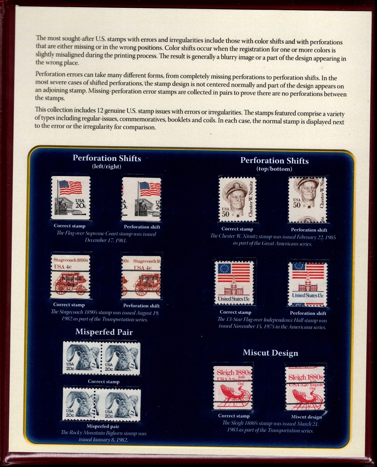 Centsational MNH EFO Error Extraordinary US Stamp Errors Folio