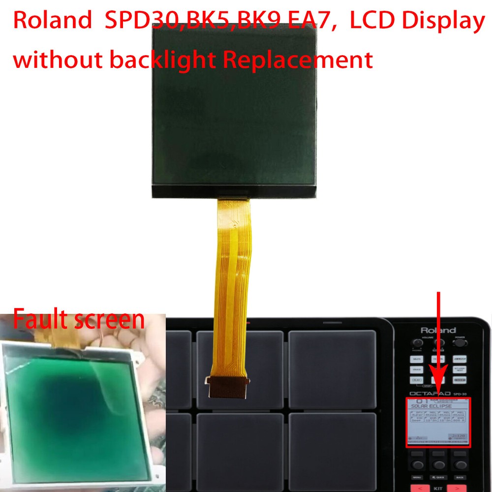 Replacement LCD Display Roland SPD-30 SPD30 E-A7 EA7 BK9 Bk-5 BK5 No backlight