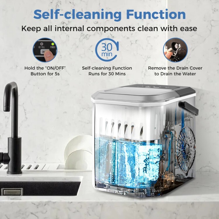 Home Kitchen Countertop Ice Machine Portable Ice Cube Maker With Self-Cleaning