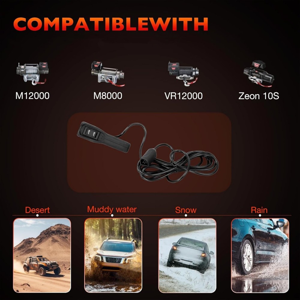 For Warn Winch Remote Controller Hand Held 12ft Cable M8000 M10000 M12000 VR8000