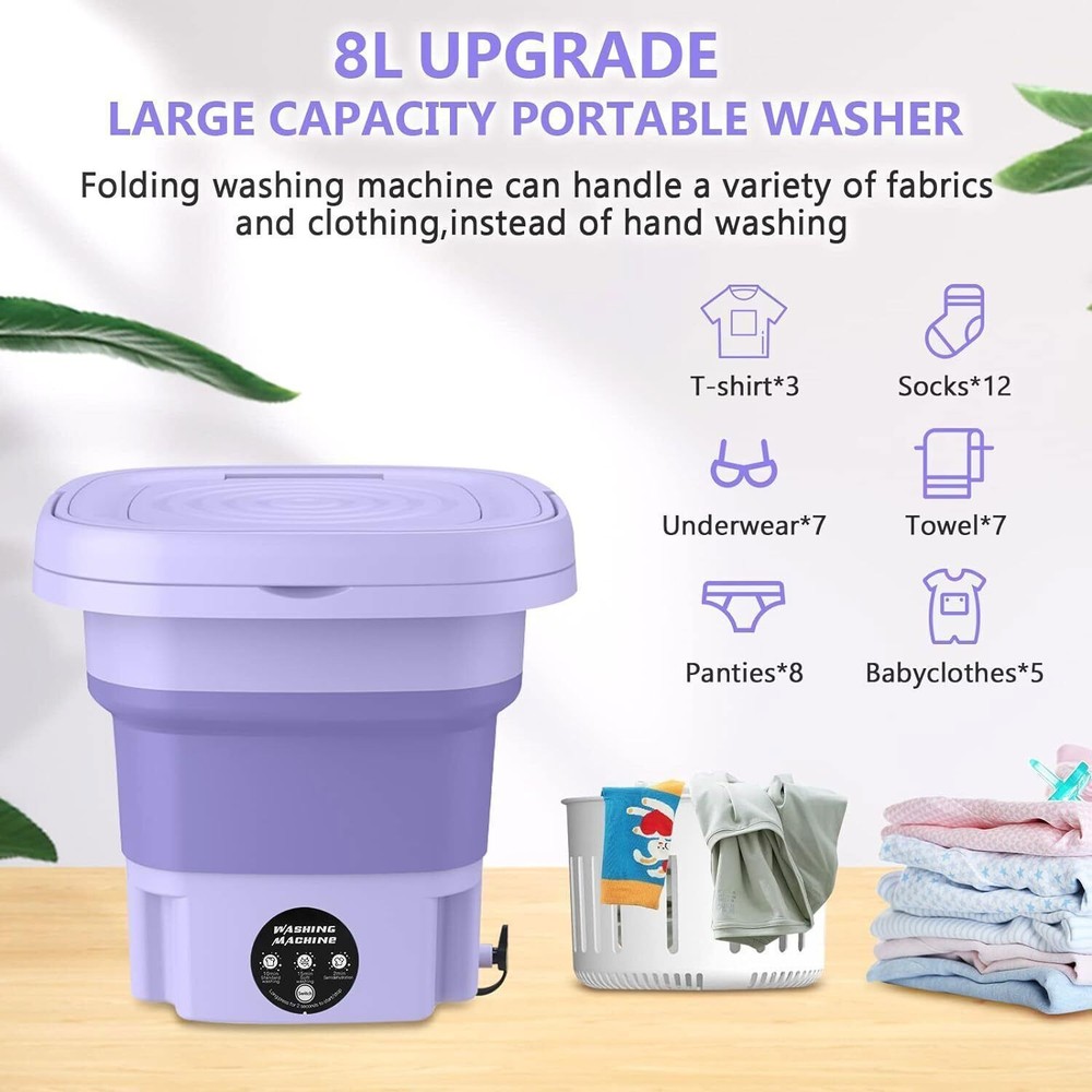 8L Mini Washing Machine Folding Portable Sterilization Drying Laundry Machine