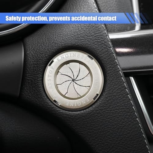 Rotary Push Start Button Cover, Stylish Metal Car Engine Start Stop Silver