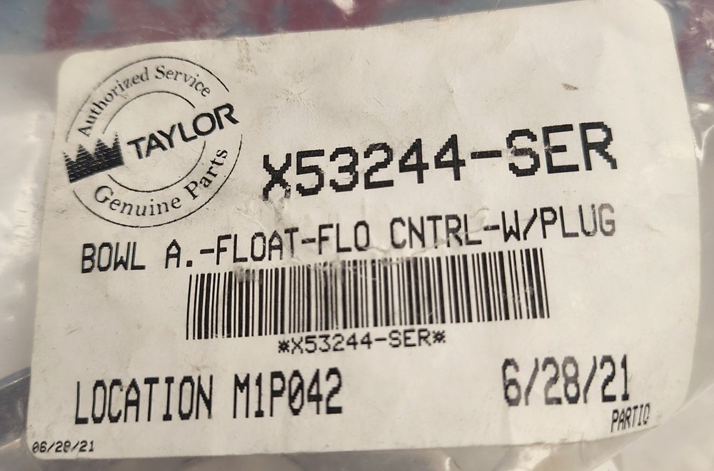 1 NEW Taylor X53244-SER Float Bowl with Bracket, Flow Control