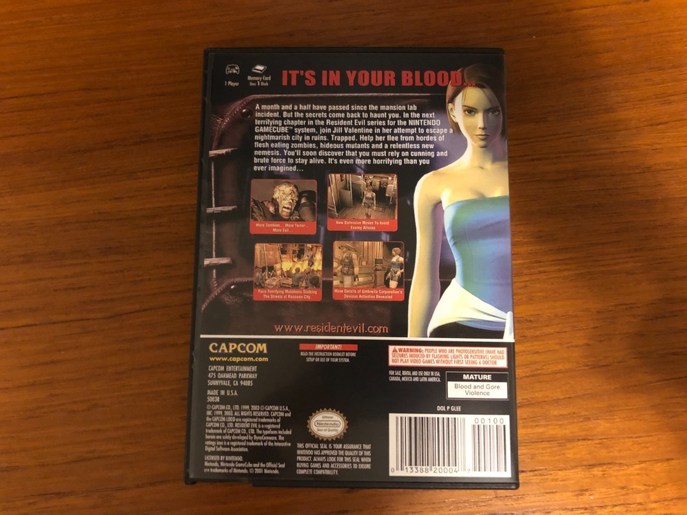 Replacement GameCube Case for Resident Evil 3: Nemesis