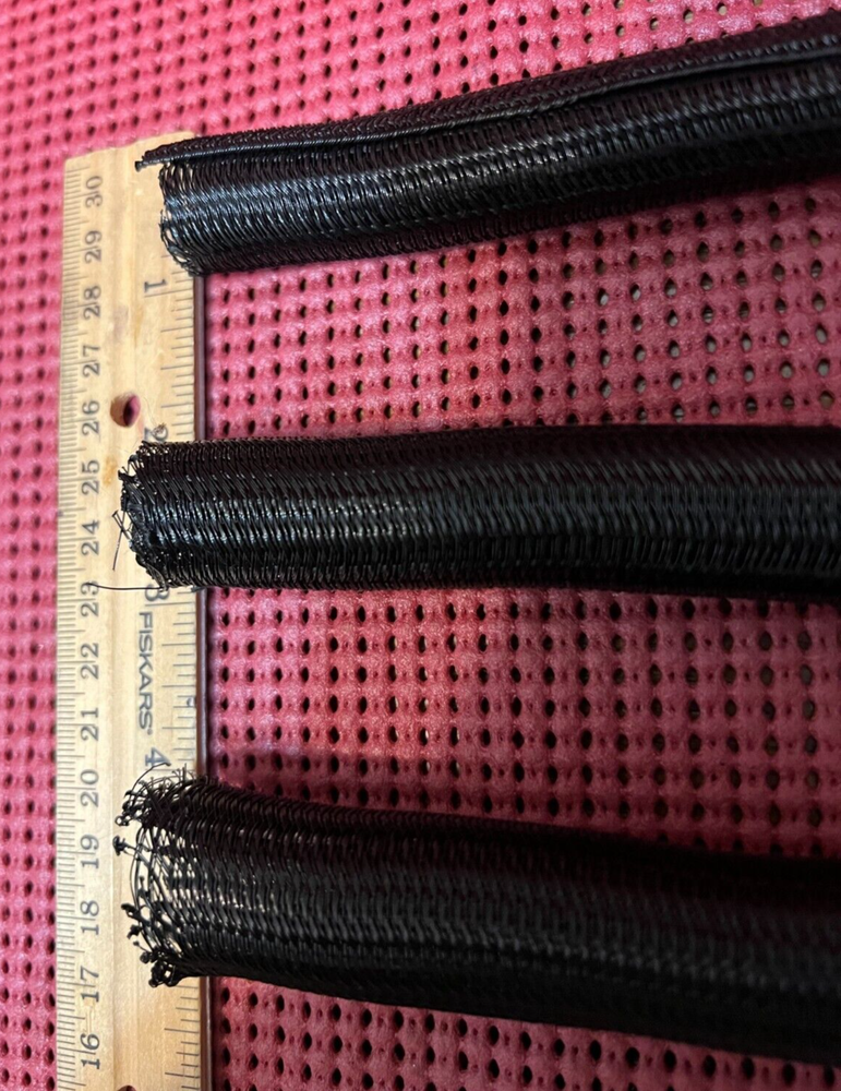 THREE (3) Braided Tech Wrap-A-Round Cable Sleeving ~ Black ( 10 inch )