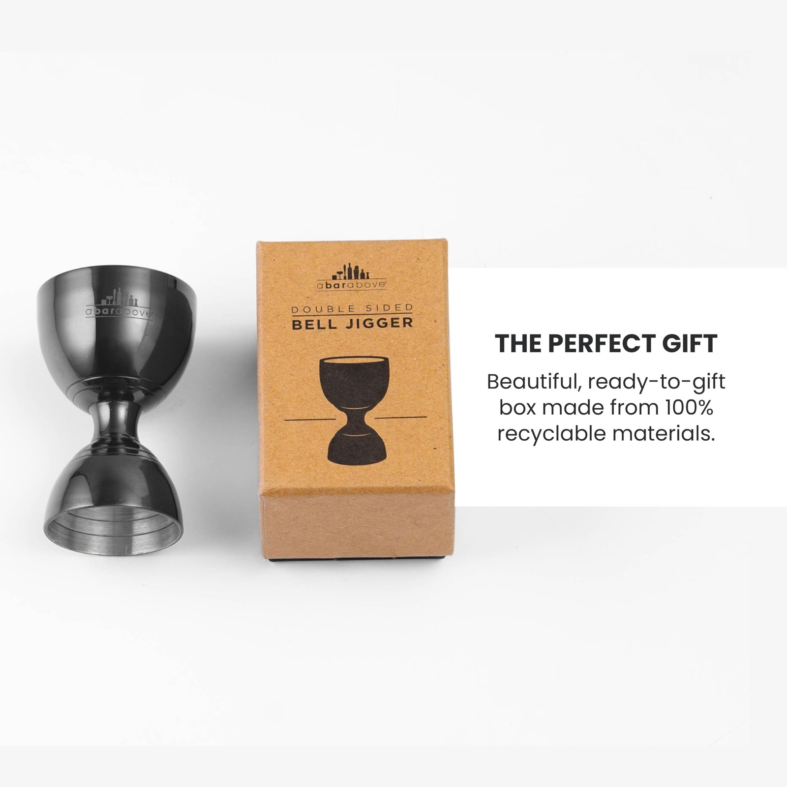 A Bar Above Premium Bell Jigger, 304 Stainless Steel Double 1 Pack, Silver