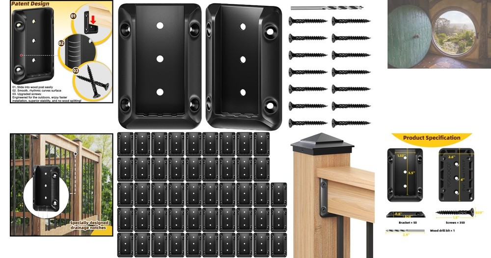 Complete Deck Railing Kit: 50 Brackets & 350 Screws for Secure Installation