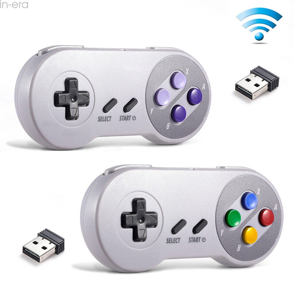 Wireless SNES Controller Gamepad Joystick & USB Receiver for PC Mac Video Games