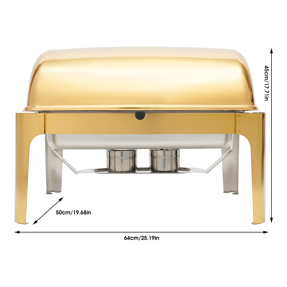 9L Buffet Server BBQ Chafing Dishes Rectangular Stainless Warming Trays Kitchen