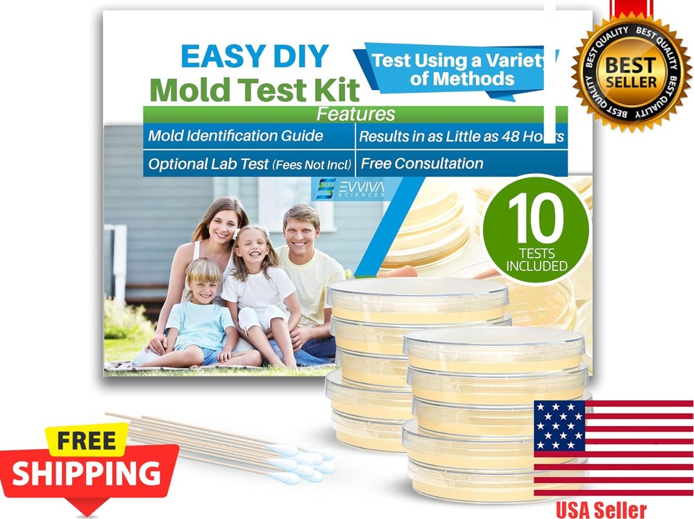 Evviva Sciences Mold Test Kit for Home-10 Simple Detection Tests-Optional Lab