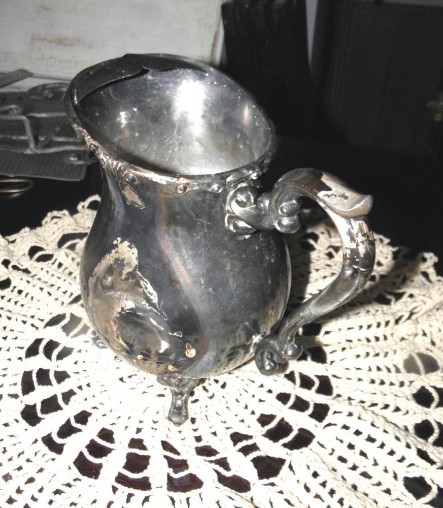 F.B. ROGERS GEORGETOWN PATTERN FOOTED WATER PITCHER SILVERPLATE over COPPER