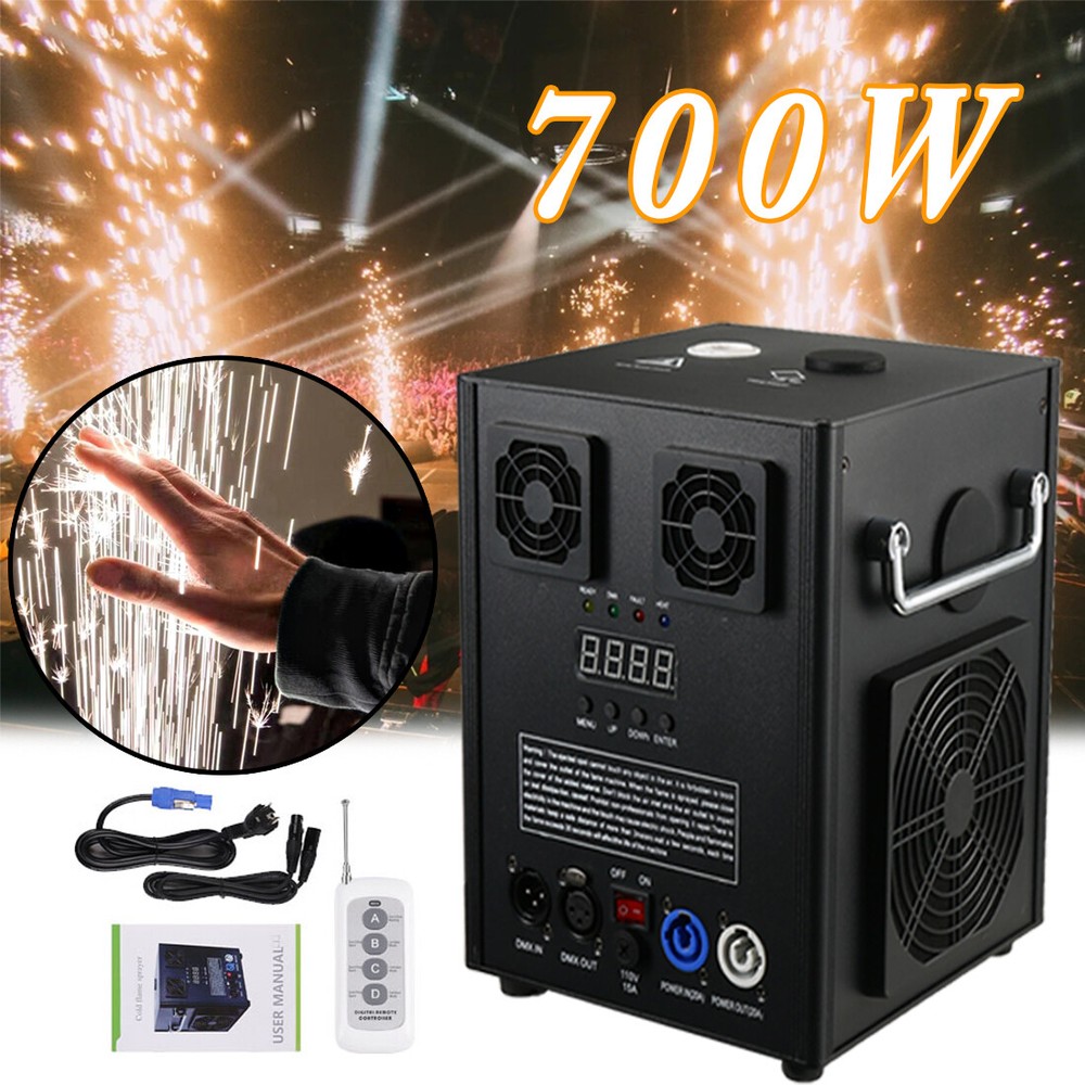 Large Cold Spark Machine Stage Effect DMX Firework Party Wedding W/ Flight Case