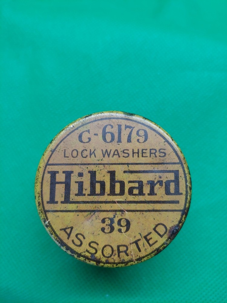 VTG Hibbard Assorted Lock Washers Tin. Can Small. Chicago. IL. Empty