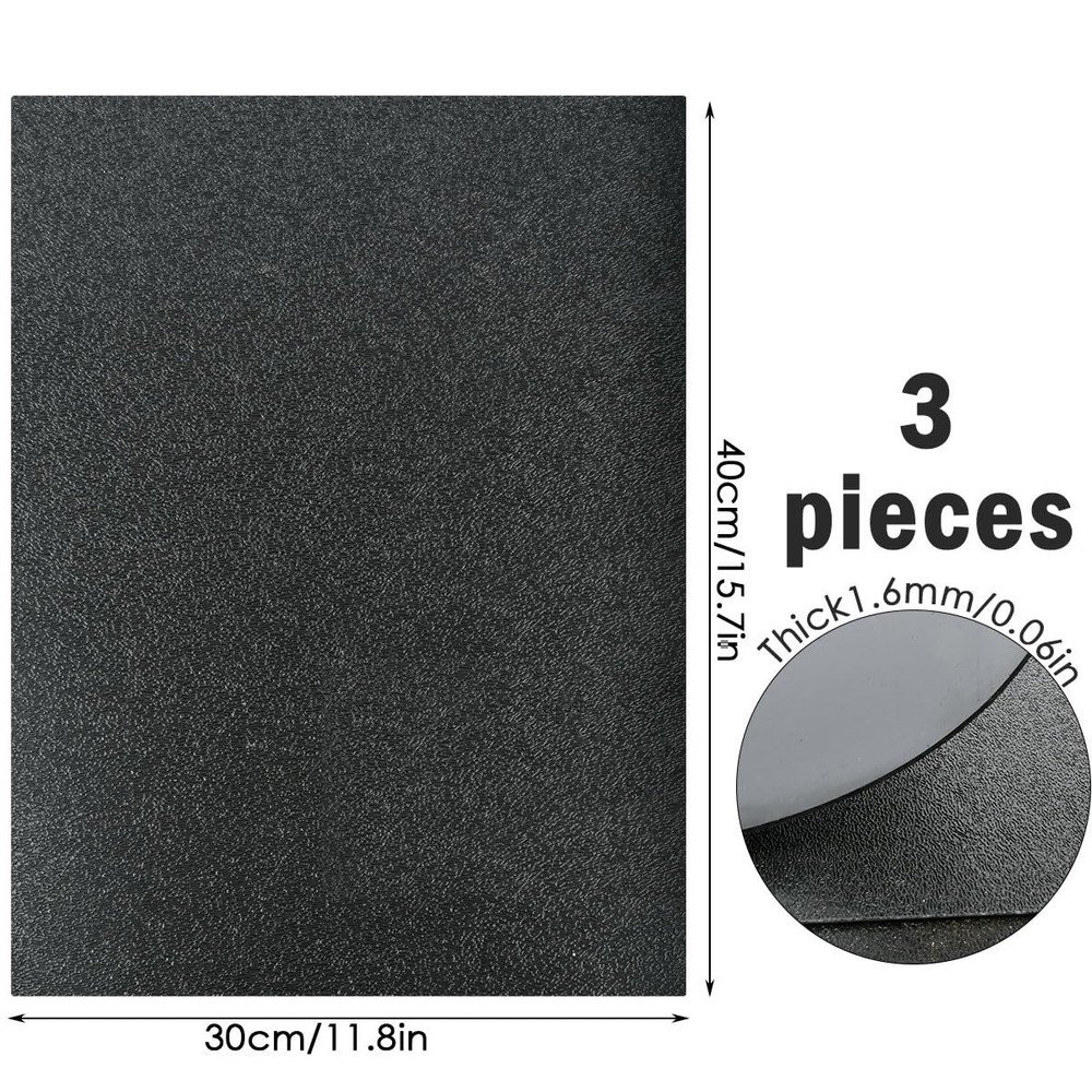 3 Pack Black ABS Plastic Sheet 1/8"x12"x16" Rigid Moldable Panel Two-Sided