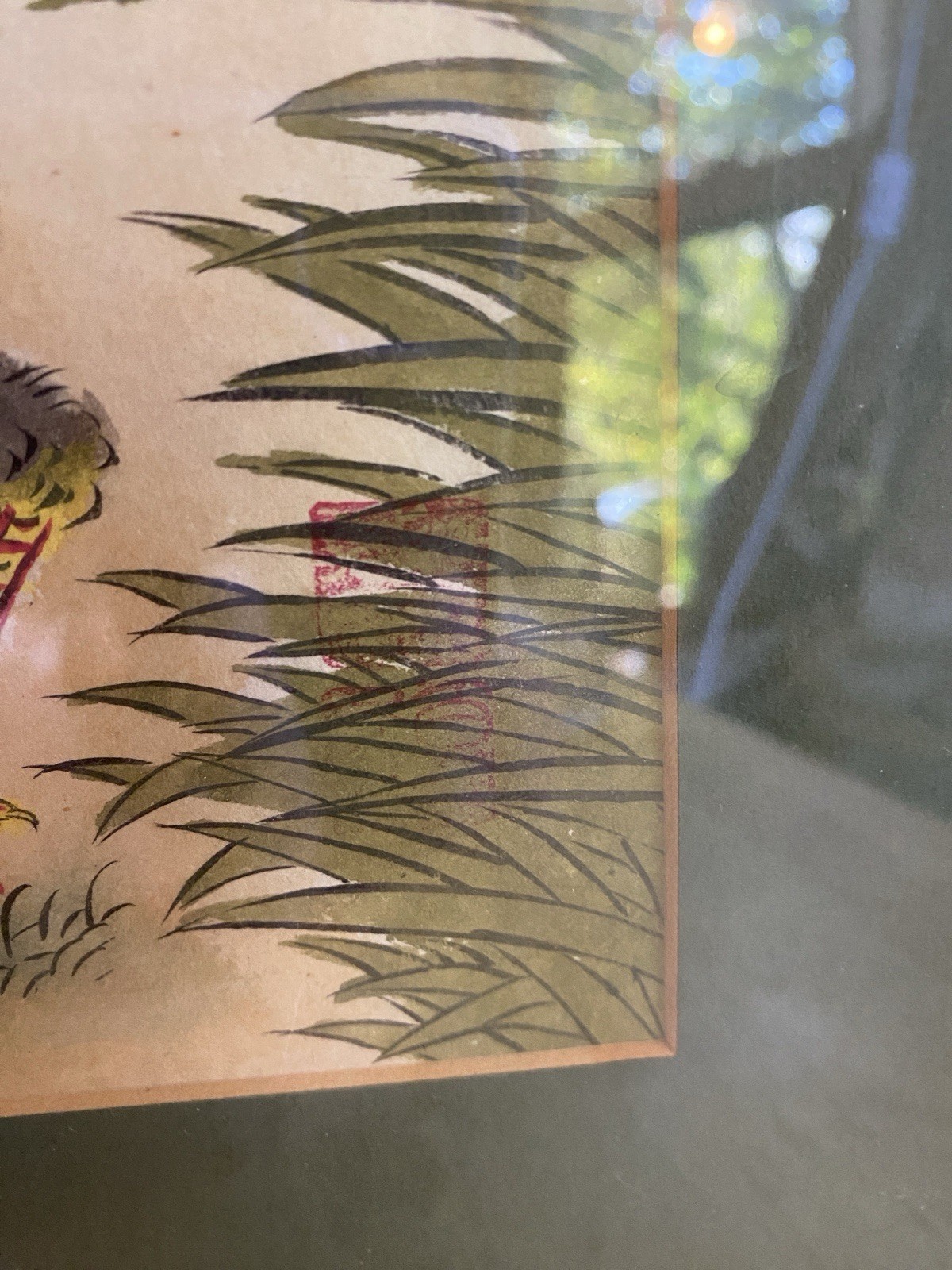 Vintage Asian Rooster & Peony Artwork