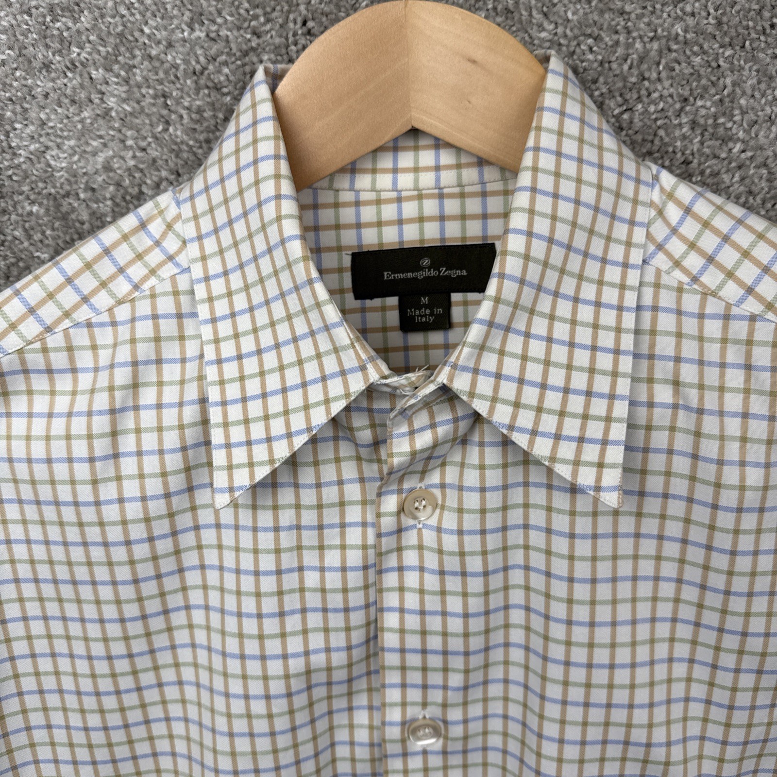 Ermenegildo Zegna Beige Long Sleeve Button Up Shirt Men’s Medium Made in Italy