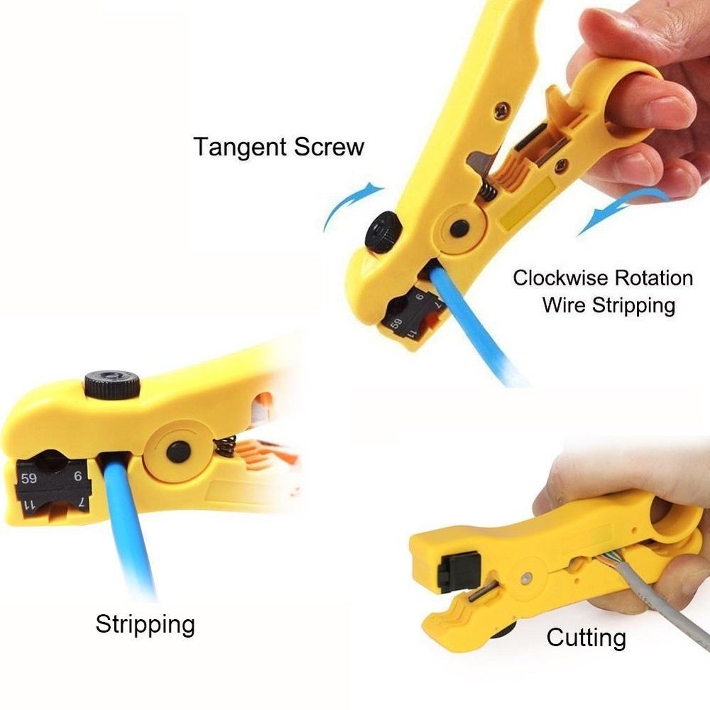 Pack 2pcs Universal Cable Wire Stripper Cutter Stripping Tool for Flat Yellow