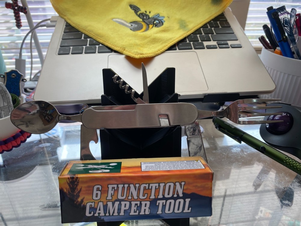 Rite Edge 6 Function Camping Multitool 4.25" Stainless Steel with Spoon and Fork