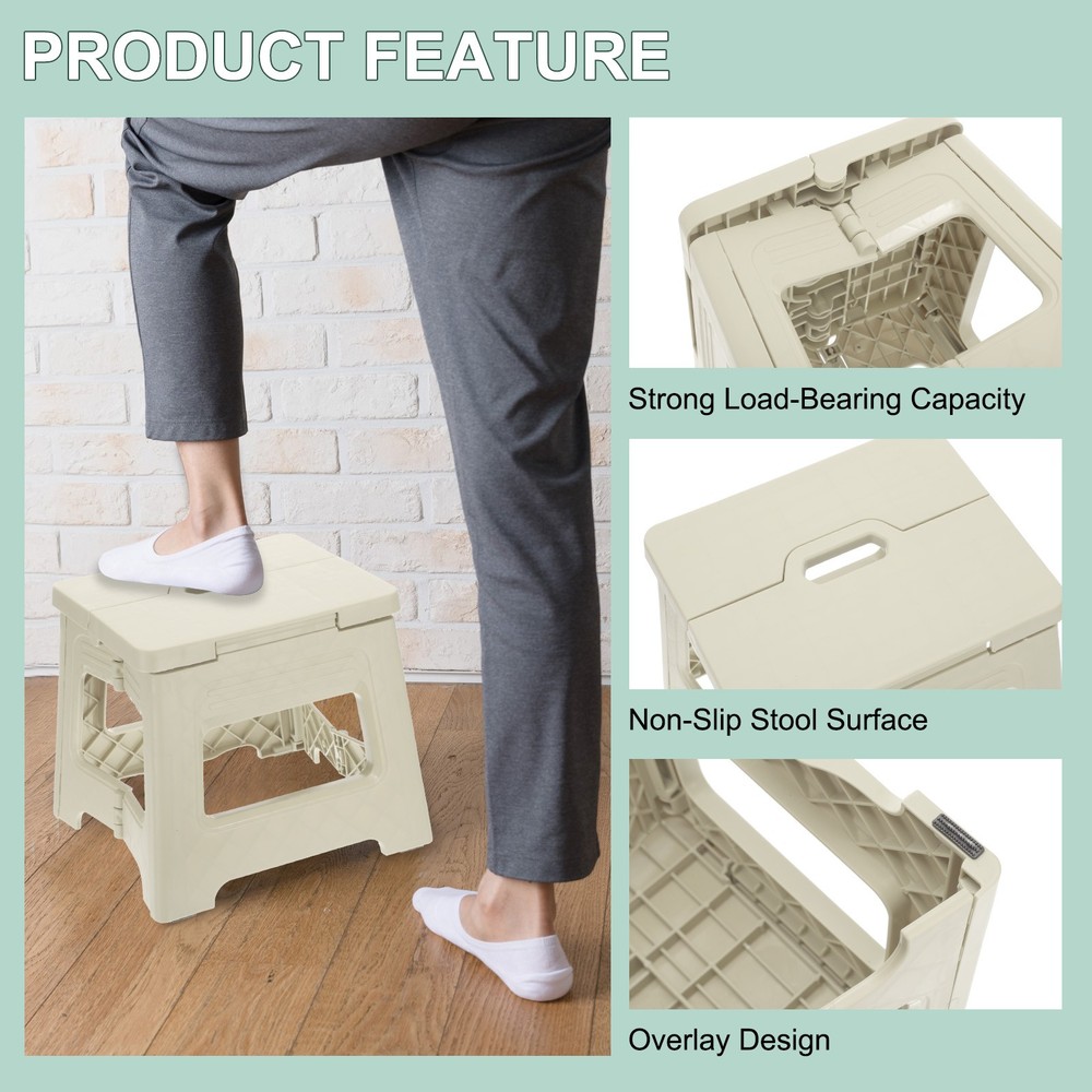 8" Folding Step Stool for Adults 88 lbs Capacity White