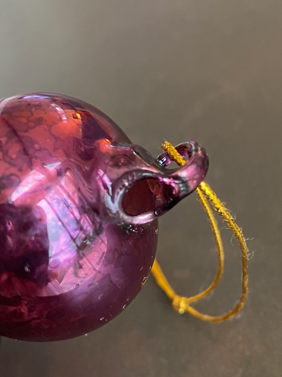 Large 11.5" Purple Mercury Glass Finial Ornament Hand Blown w/ Hand Formed Loop