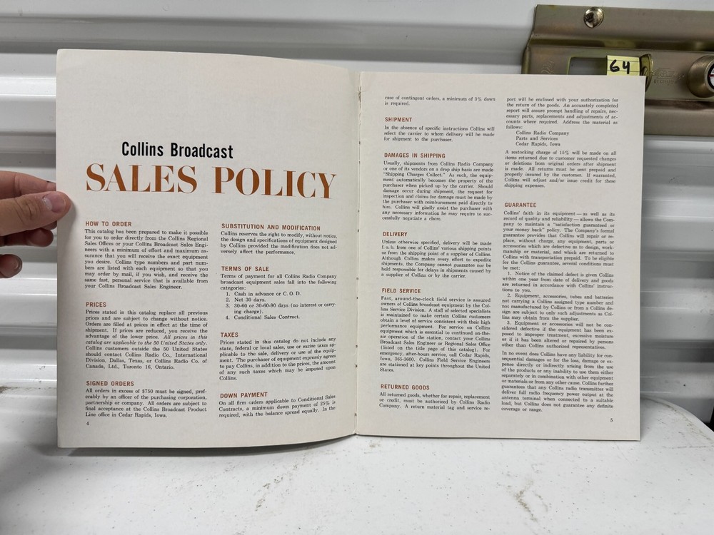 COLLINS Broadcast Equipment 1964 Advertising Catalog