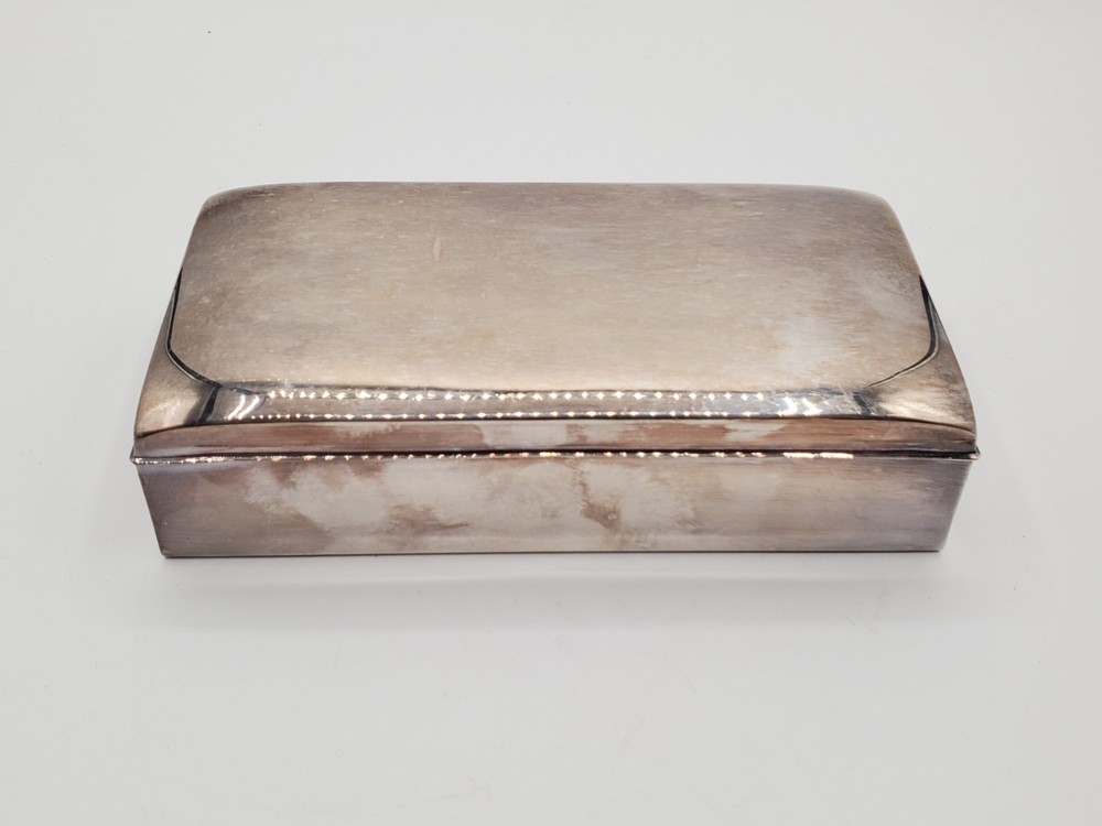 Poole Silver Co. Cigarette Box Divided Wooden Liner Silver Plate 6" x 3" x 1.5"