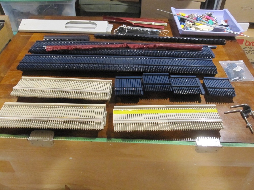 Bond Knitting Machine Two Beds Plus Extensions, Cast on Combs, some Accessories.