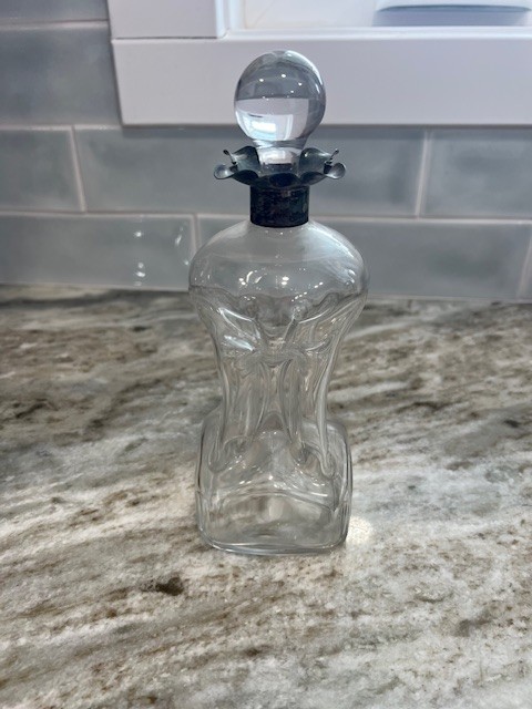 Antique Silver Collared Glass Glug Glug Decanter Victorian