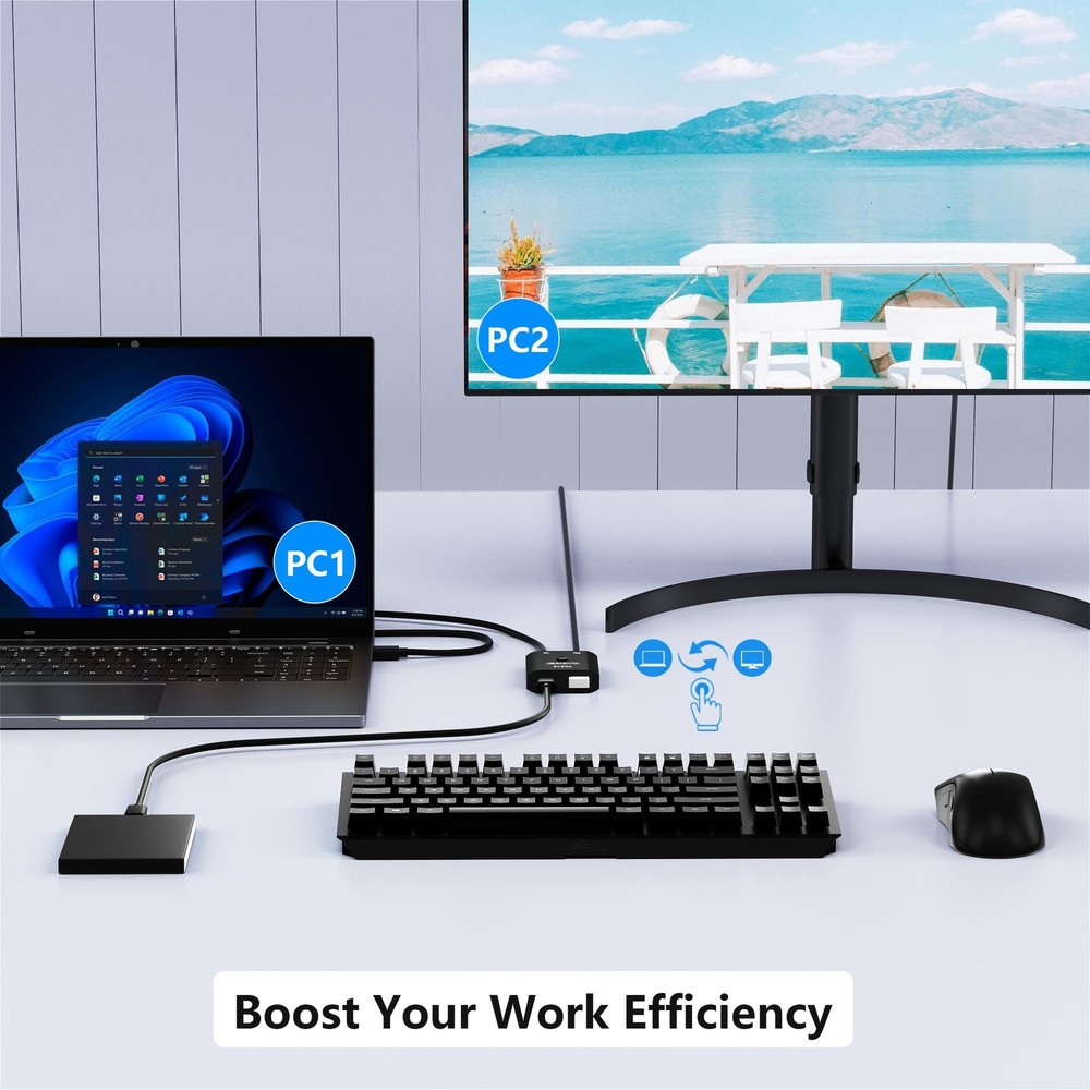 2 in 2 Out USB 3.0 Switch, Switcher for 2 Computers Sharing Keyboard,...