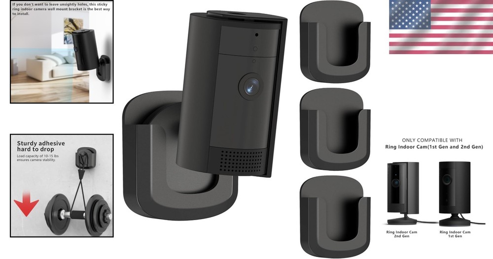 3-Pack No-Drill Wall Mount Bracket for Ring Indoor Cameras