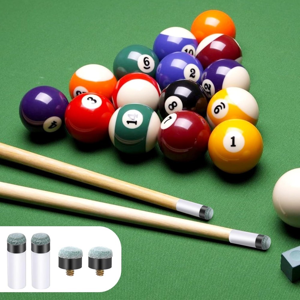 10 Sets Screw on Pool Cue Tips Replacement Billiard Cue Tips with White Pool...