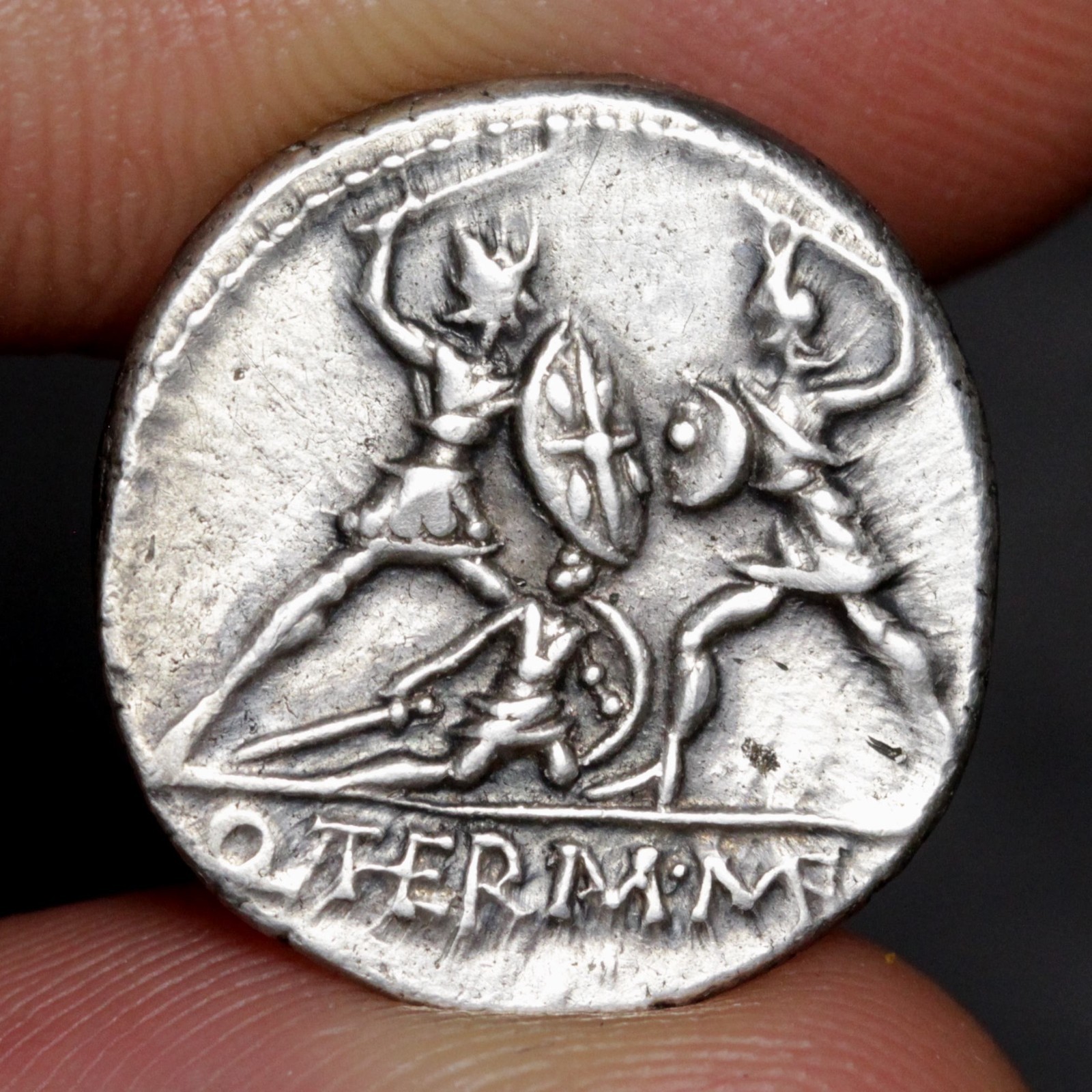 Soldier Fighting Barbarian Denarius 103BC Ancient Roman Republic Silver Coin