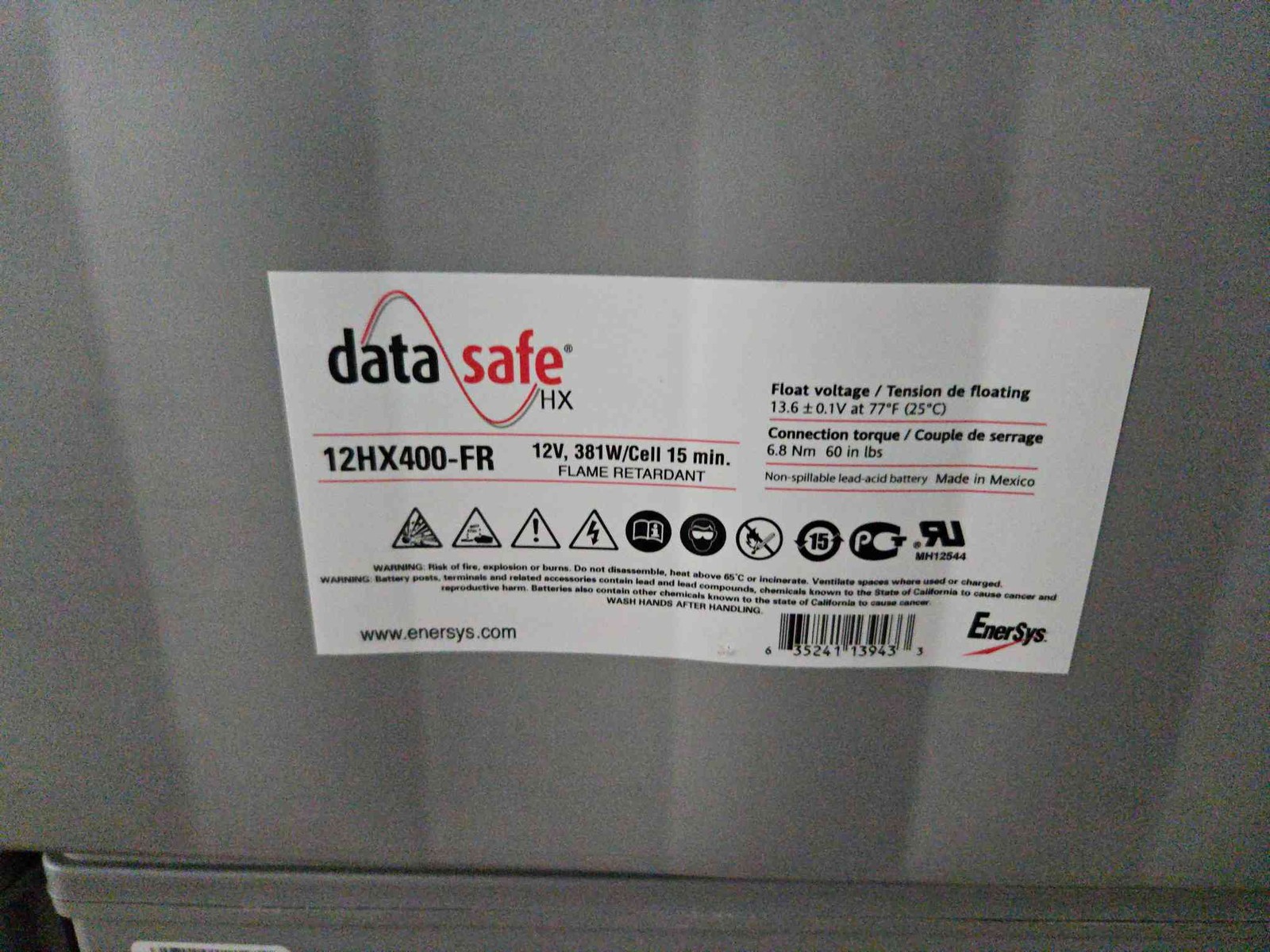 100AH Data Safe 12HX400-fr 12v 381W/Cell '16 (SKU: 111008)