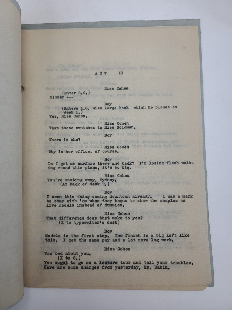 POTASH AND PERLMUTTER / 1914 Broadway Play Script, produced by A. H. Woods