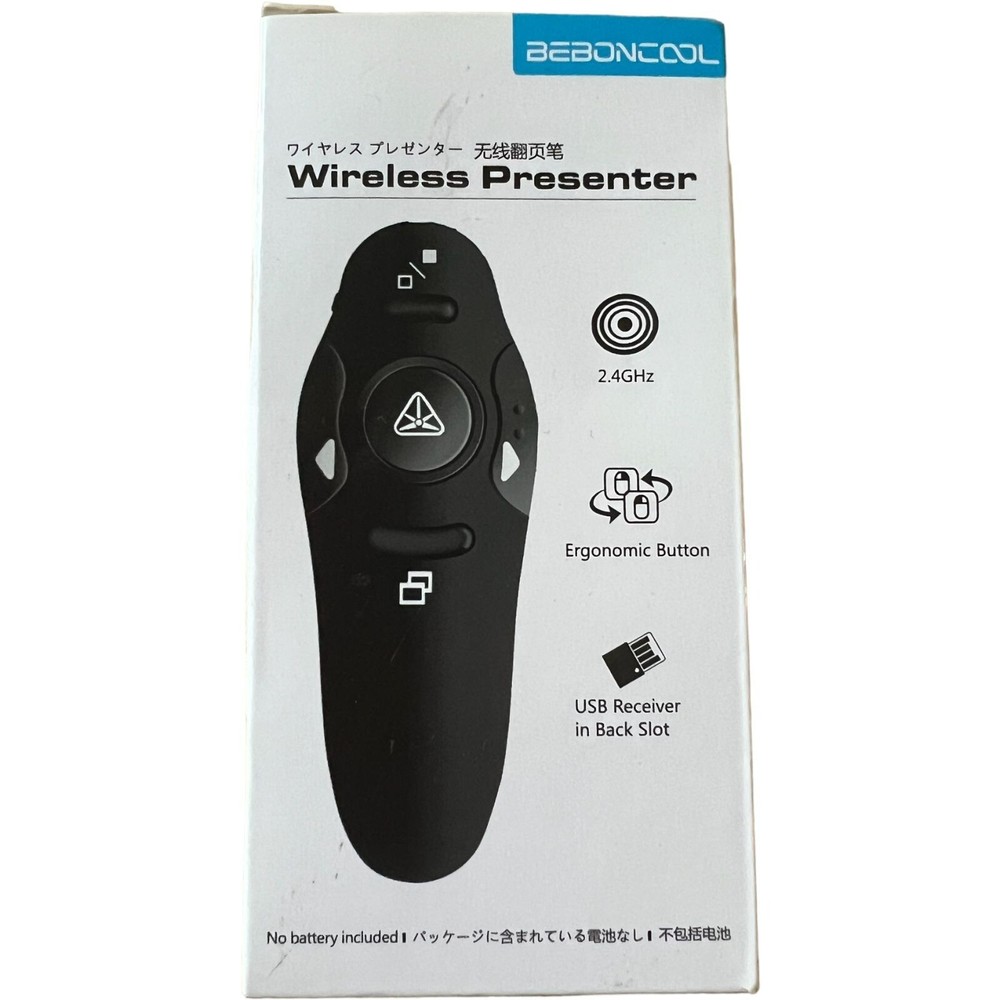 Beboncool D100 Wireless Presenter Remote | USB PowerPoint Clicker Laser Pointer
