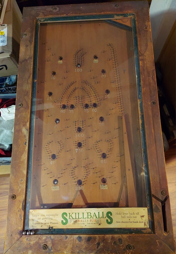 1930's antique 1 cent arcade flipperless pinball table