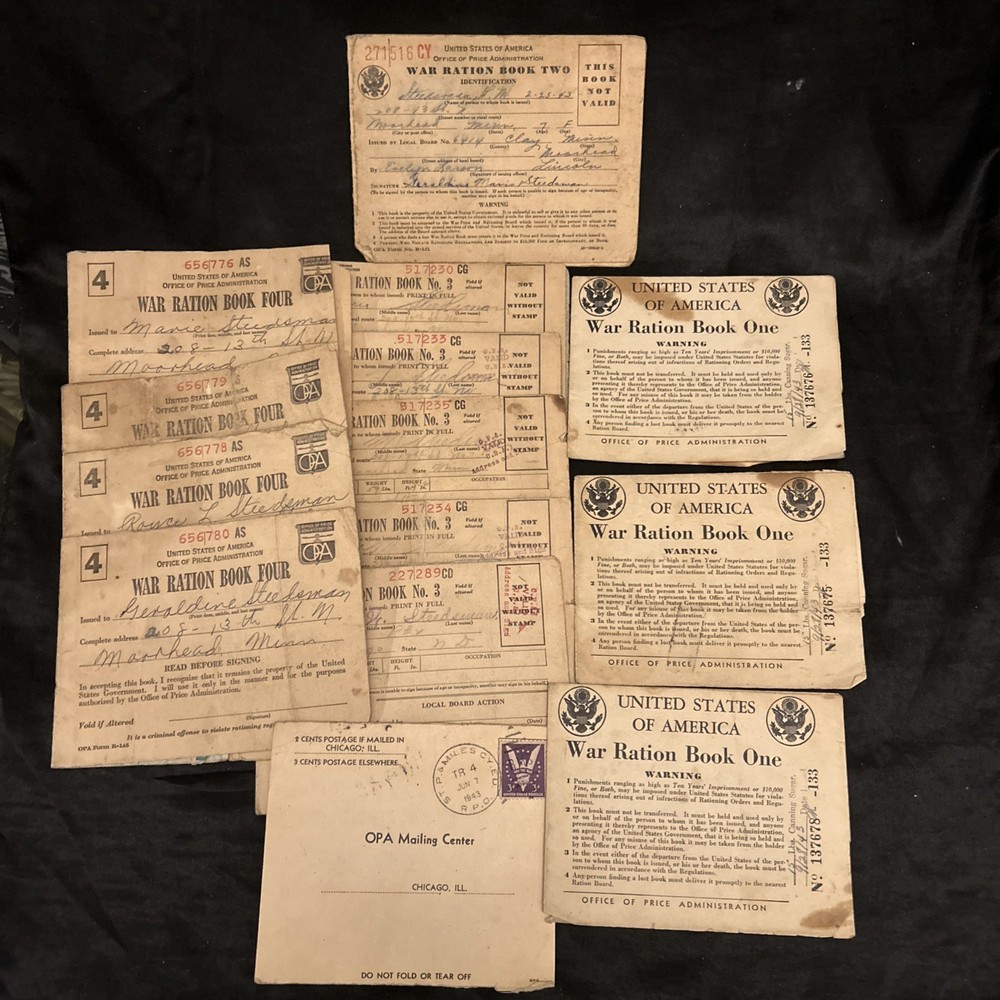 WWII War Ration Books Some Remaining Stamps