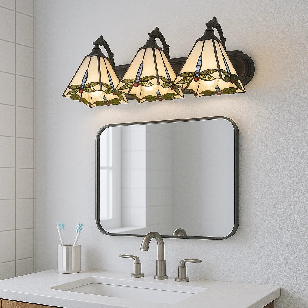 Vintage Wall Sconces 3-Light Dragonfly Decor Over Mirror Vanity Light Fixtures