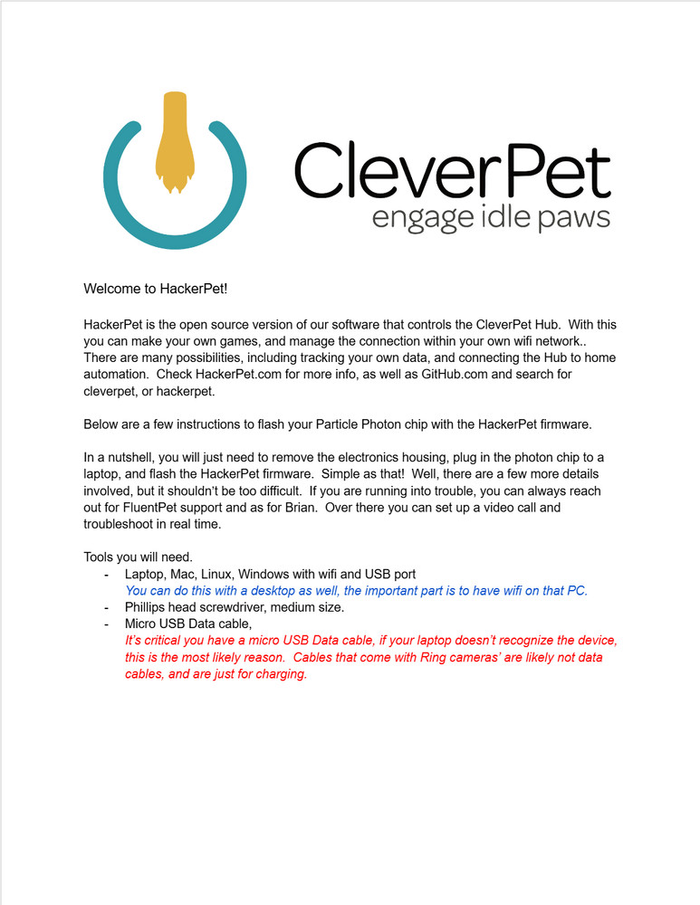 CleverPet Hub New ( Open source, Requires HackerPet Firmware installation )