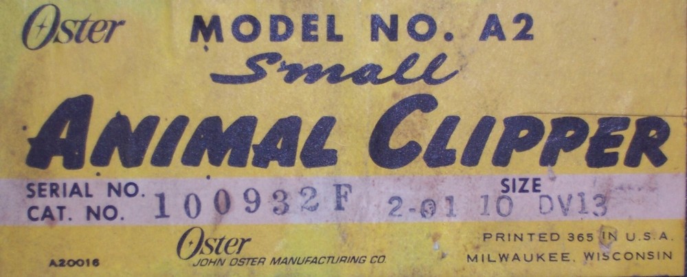 Oster Model No. A2 Small Animal Clipper Socket