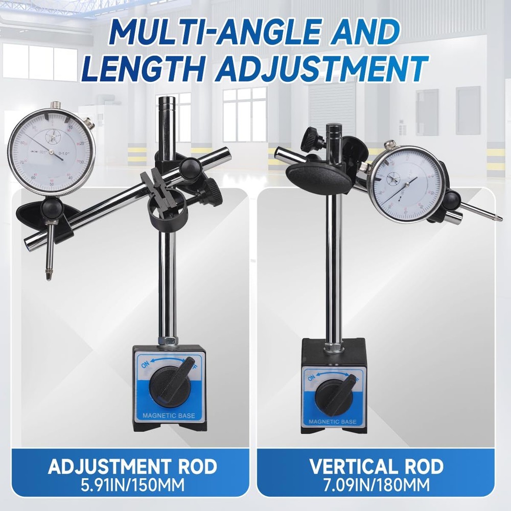 Dial Indicator with Magnetic Base 0.001"Precision Gauge Test Indicator Point Set
