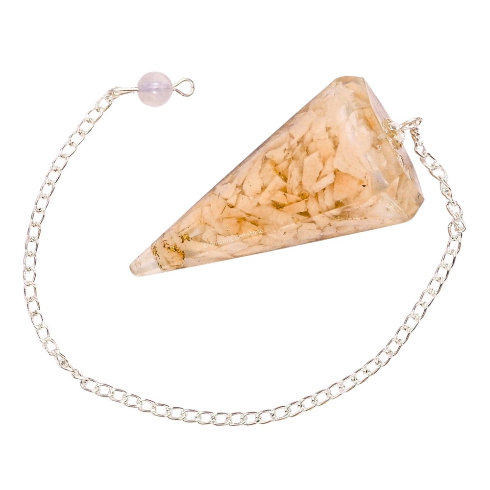 Cream Moonstone Orgone Crystal Pendulums