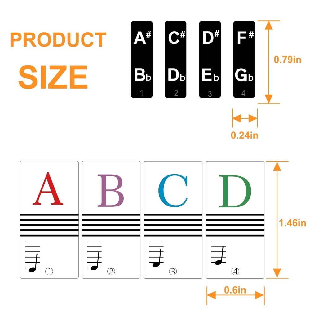 Piano Stickers Keyboard Key Note: Removable Note Multicolour