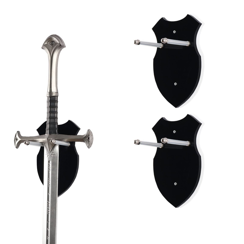 Black Sword Stand Wall Mounted Rack Vertical Display Holder Storage 2 PCS