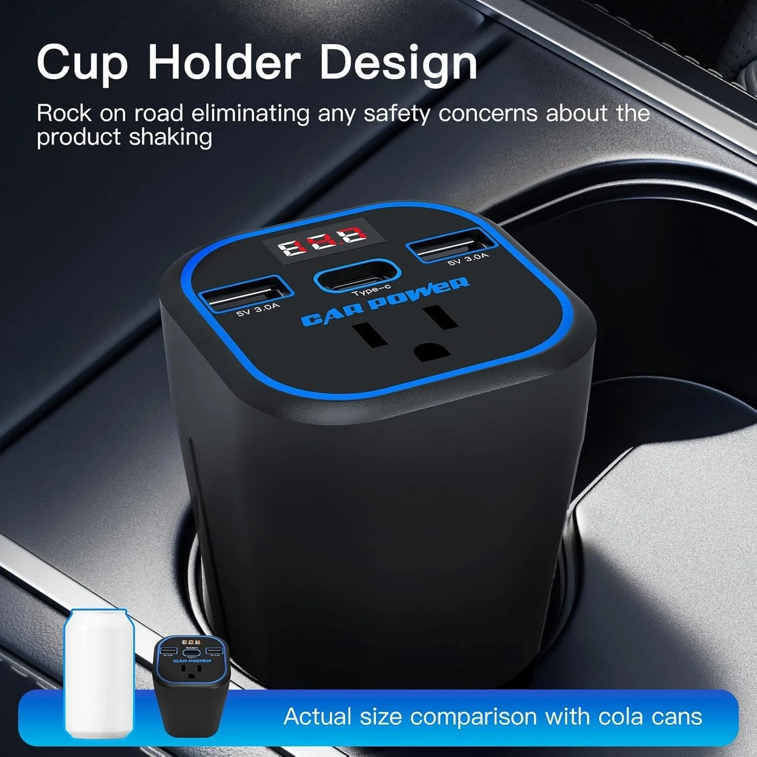 200W Car Power Inverter, Car Outlet Adapter 12V to 110V, Car Outlet Adapter with