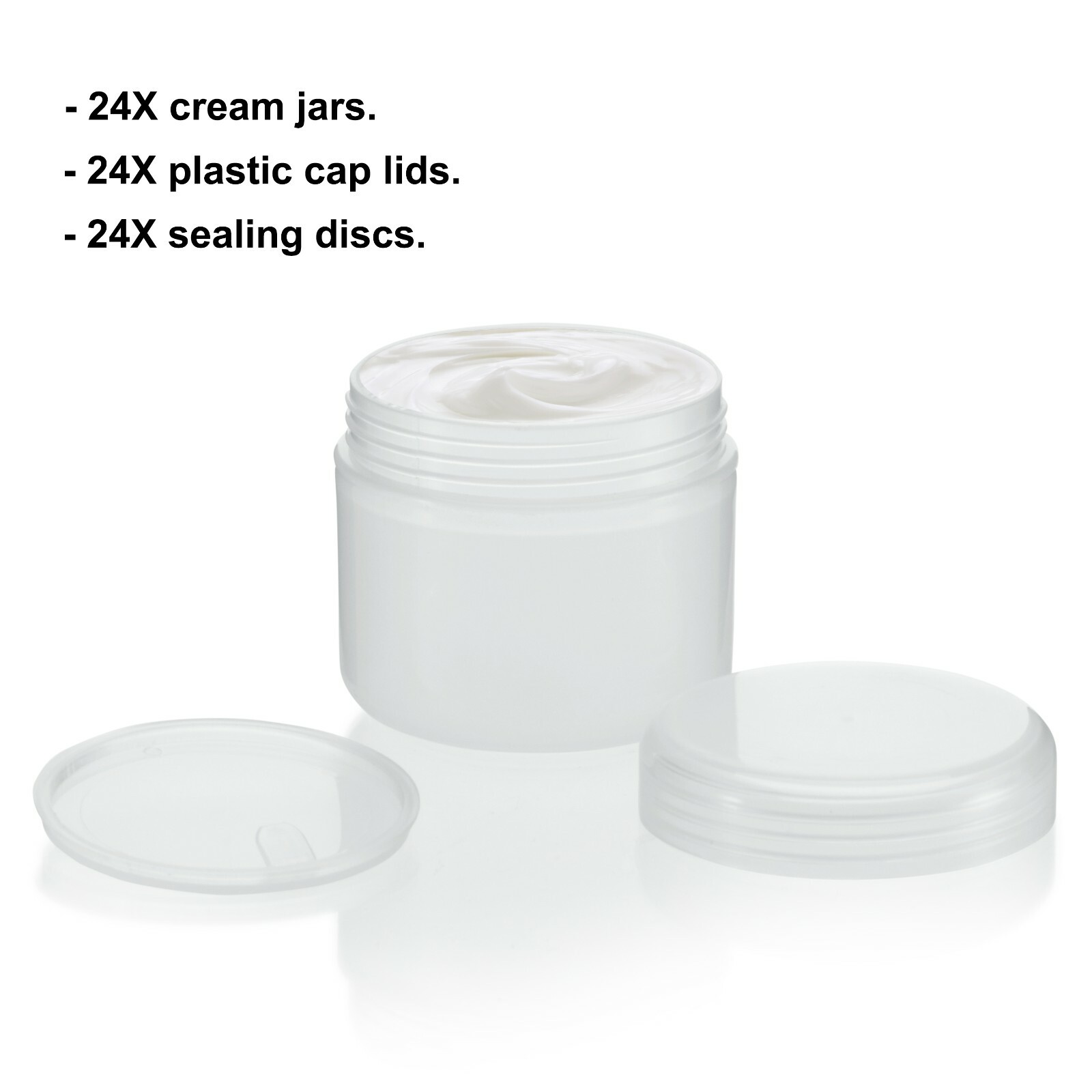 24 Pack White Translucent Cosmetic Plastic Cream Jars Containers with Lids
