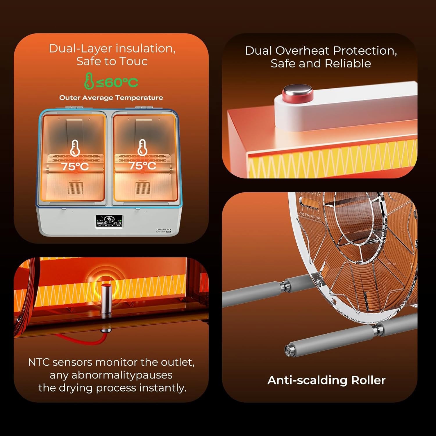Creality Space Pi X4L Filament Dryer Box 4 Spools 3D Printer Filament Dehydrator