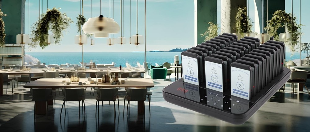 Restaurant Pager System Wireless Calling with 20 Pagers Buzzer, Vibration Flash