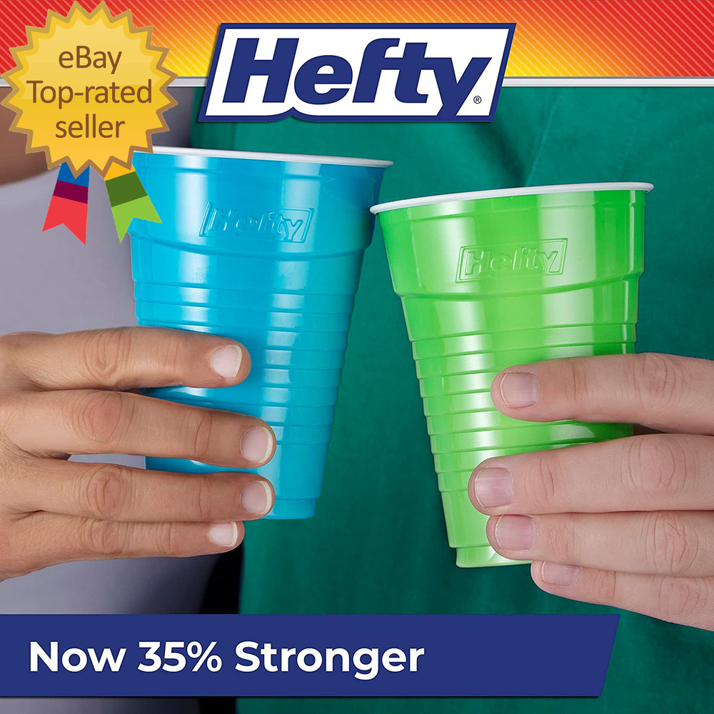 Party on Disposable Plastic Cups Assorted 16 Ounce 100 Count